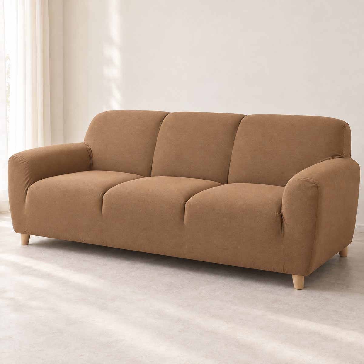 Lycra Jersey Sofa Cover – Chikoo (Tan Brown)