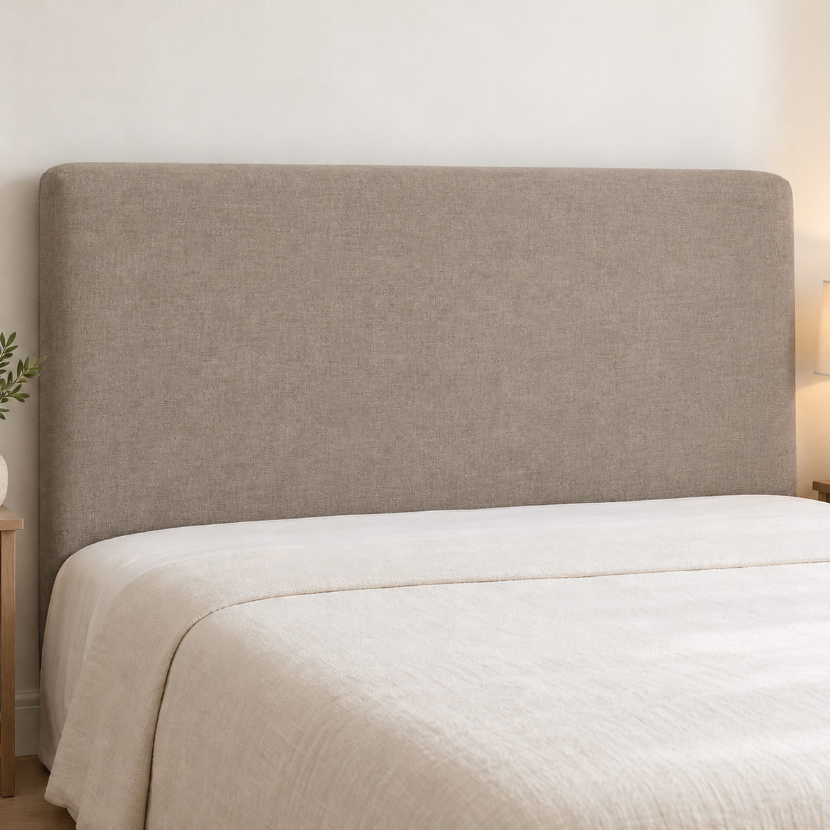 Bed Headboard Cover – Mouse Skin (Soft Taupe)